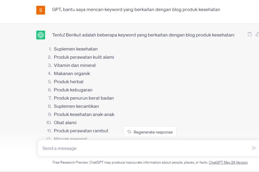 Cari Keyword (Brainstorming) Bareng Chatbot AI 