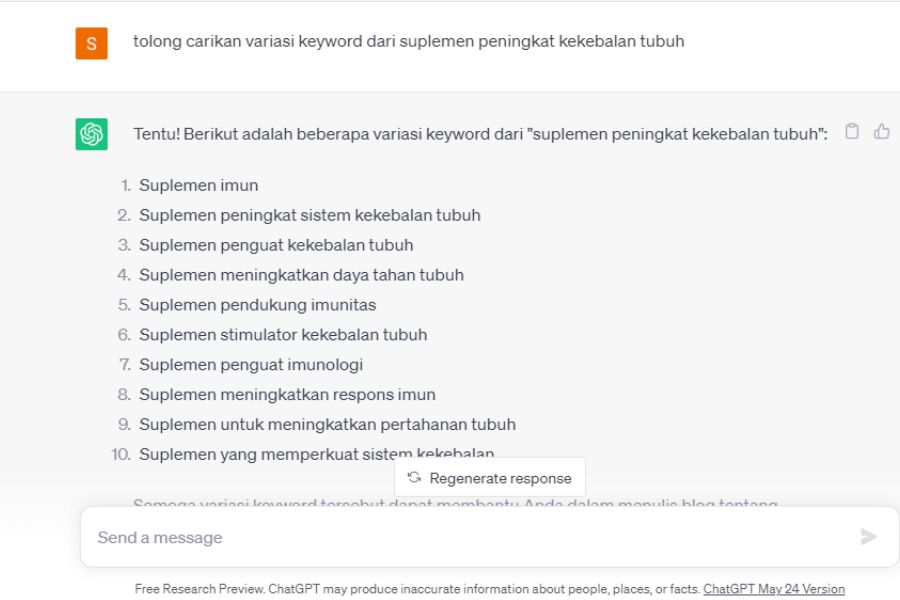 Minta Bantuan Chatbot AI Untuk Buat Variasi Keyword 